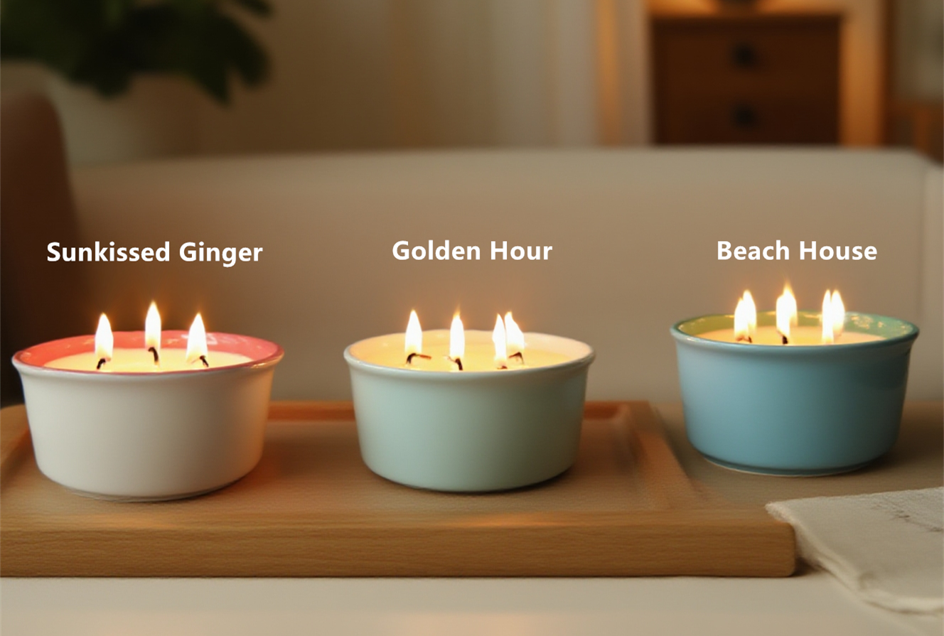 6-Wick Two Color Ceramic